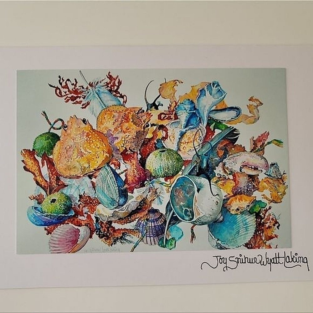 Art Print Jo Laking Glossy Print Shells Collage on Greeting Card #0196